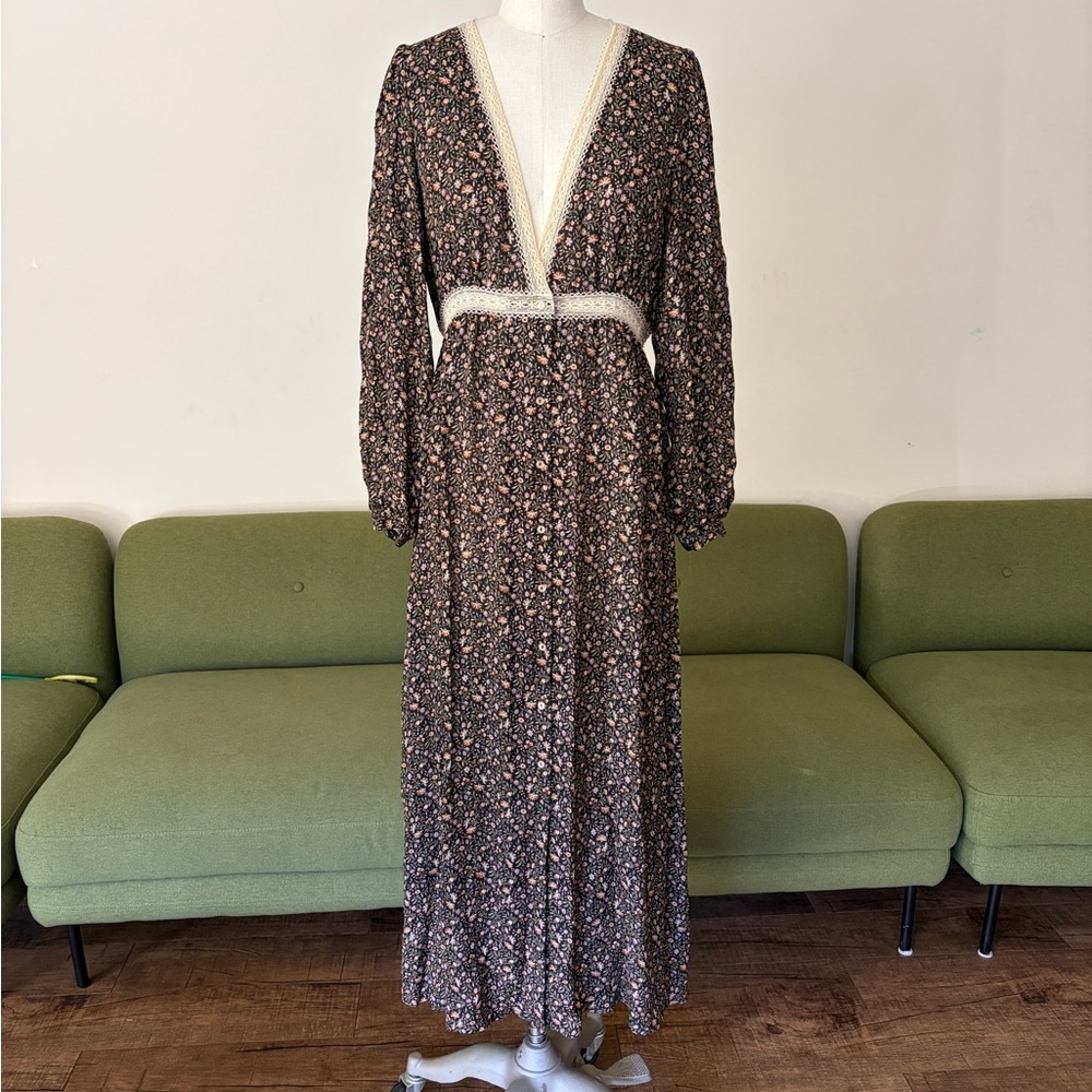 Christy Dawn Kyra Dress in black silk floral size M